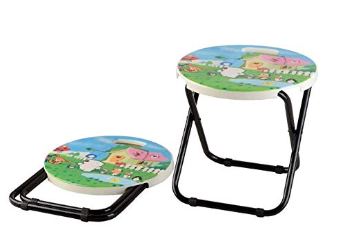 HOMIES INTERNATIONAL, Cartoon Printed, Foldable Kids/Children Folding Stool Chair for Playrooms, Schools, Daycares and Home. Metal and Fibre Body (Color: Multicolor Baby Girl Print Will be Sent)