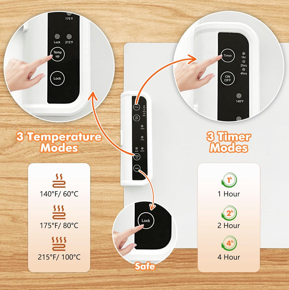 Electric Food Warmer Large Silicone Warming Mat Foldable Full Surface Warming Tray with 3 Adjustable Temperature Time for Buffets Parties
