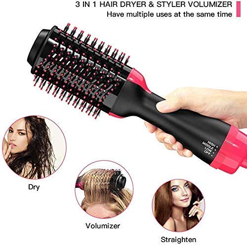 Ronest Hair Dryer Brush - 3 in 1 Hot Air Brush One Step Volumizer for Rotating Straightening (Black), 1000 Watts