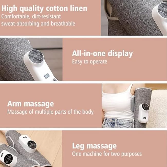 Leg Massager for Circulation and Pain Relief, Calf Air Compression Massager with Heat, Leg Massager with 3 Intensities, 3 Modes, Easy to Use, Muscle Relaxation