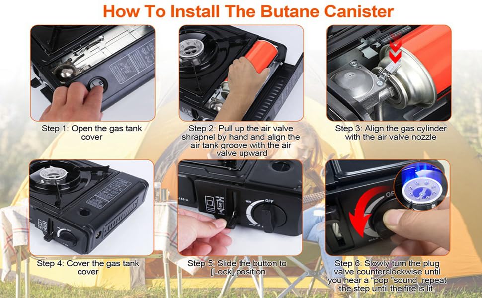 Aluminium Dual Fuel Portable Gas Stove for Propane & Butane, Camping Stove with Single Burner