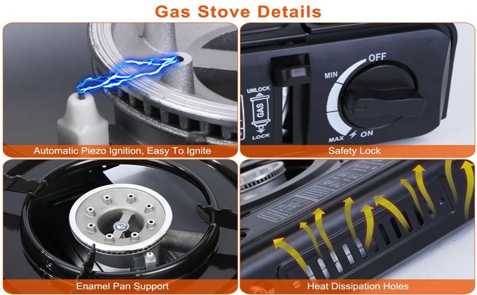 Aluminium Dual Fuel Portable Gas Stove for Propane & Butane, Camping Stove with Single Burner