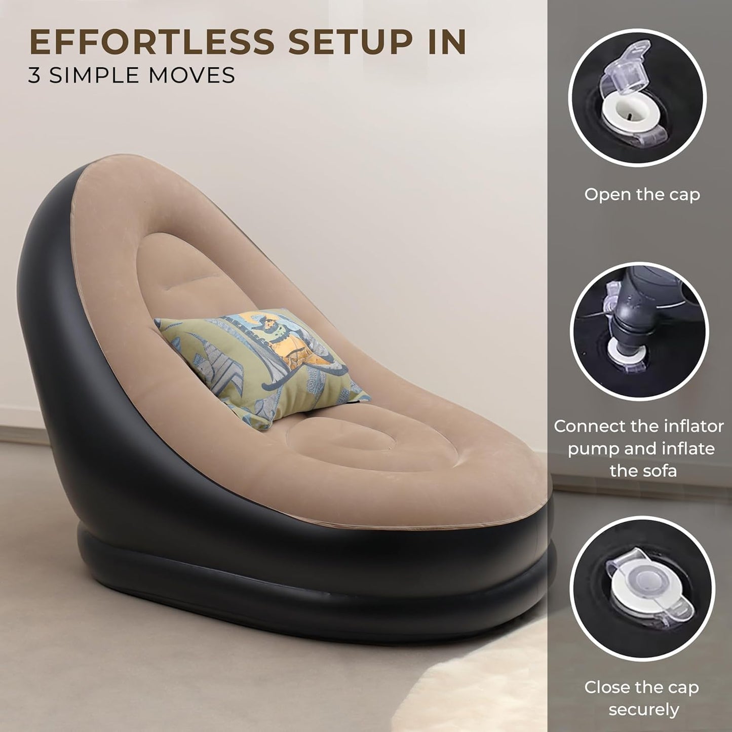 Inflatable Lounge Chair with Household Air Pump, Comfortable Air Sofa for Indoor/Outdoor Use
