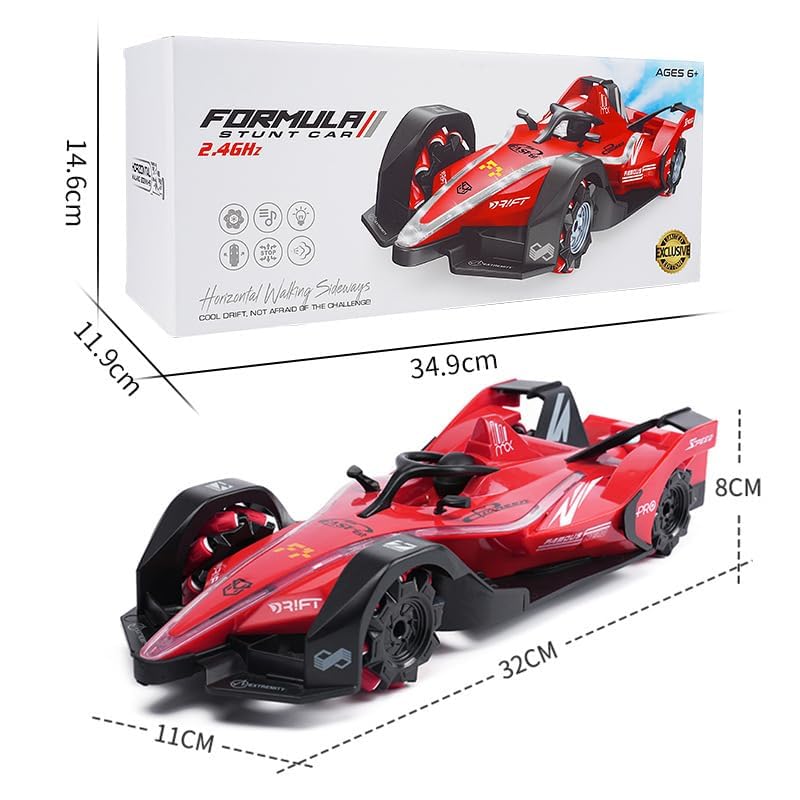 F1 Fast RC Drift Car,Hobby Remote Control Car LED Lights 4WD 2.4GHz 360°Rotating RC Race Sport Stunt Car,High Speed Formula 1 Model Vehicle Cool Toys Birthday Gifts for Kids Age of 6+