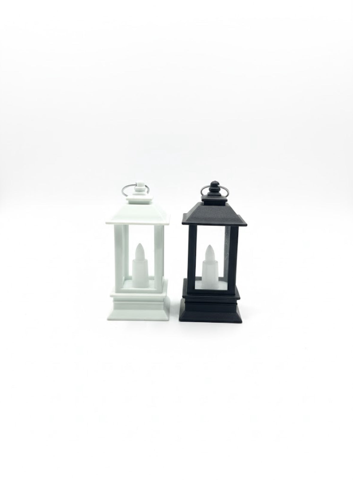 Mini LED Candle Lanterns for Home Décor – Black & White Vintage Lantern Set (PACK OF 24)