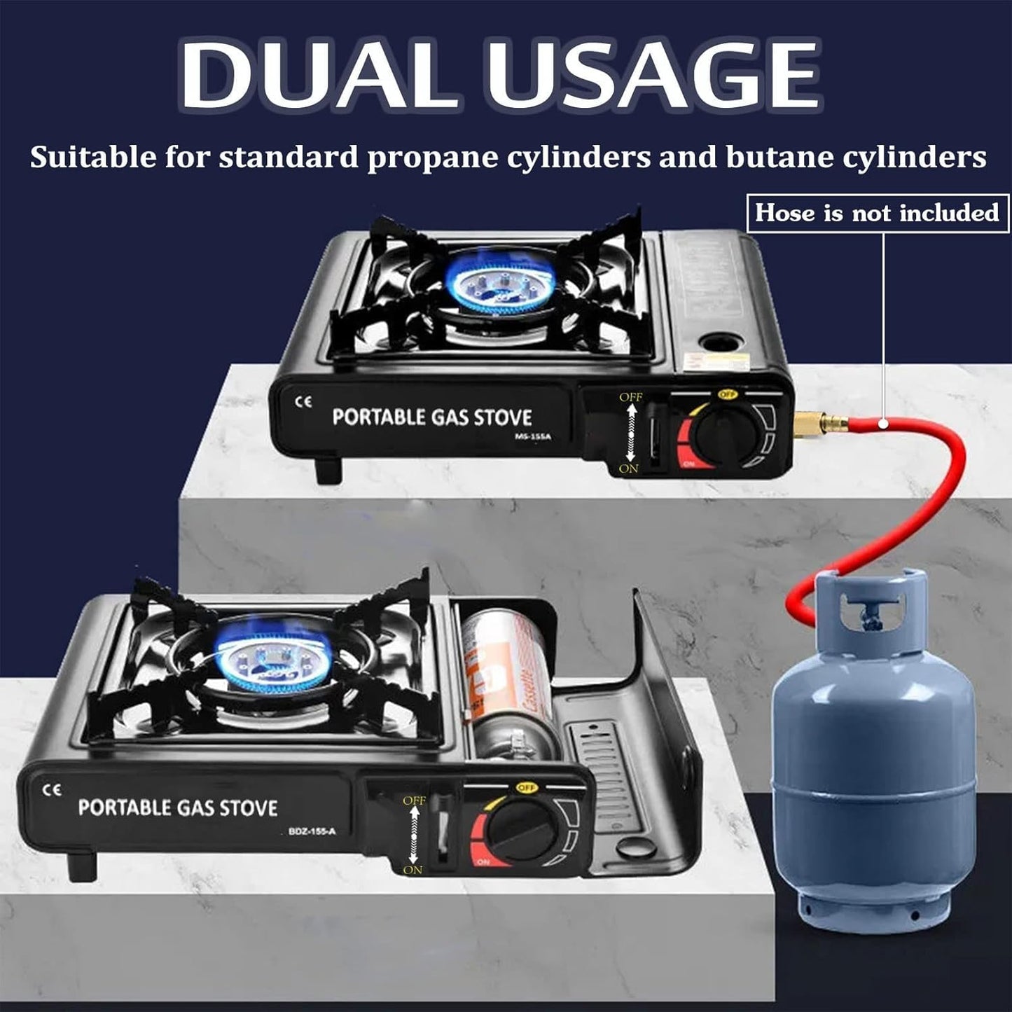 Aluminium Dual Fuel Portable Gas Stove for Propane & Butane, Camping Stove with Single Burner
