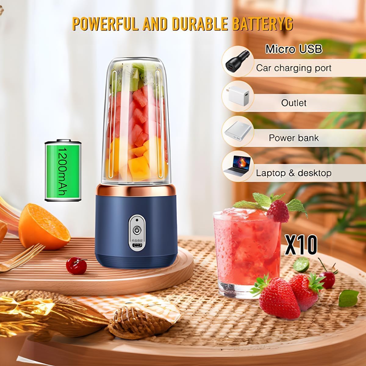 Portable Juicer Blenders For Smoothies And Juices, USB Rechargeable Mini Juicer Bottle Mixer Shake Maker Machine