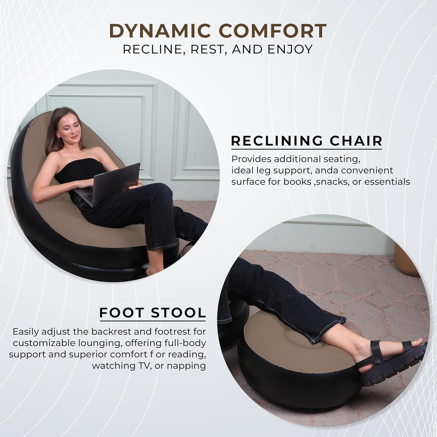 Inflatable Lounge Chair with Household Air Pump, Comfortable Air Sofa for Indoor/Outdoor Use