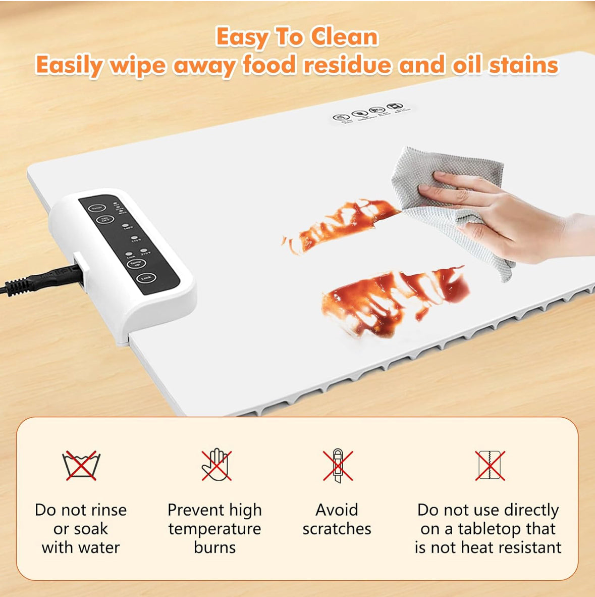 Electric Food Warmer Large Silicone Warming Mat Foldable Full Surface Warming Tray with 3 Adjustable Temperature Time for Buffets Parties