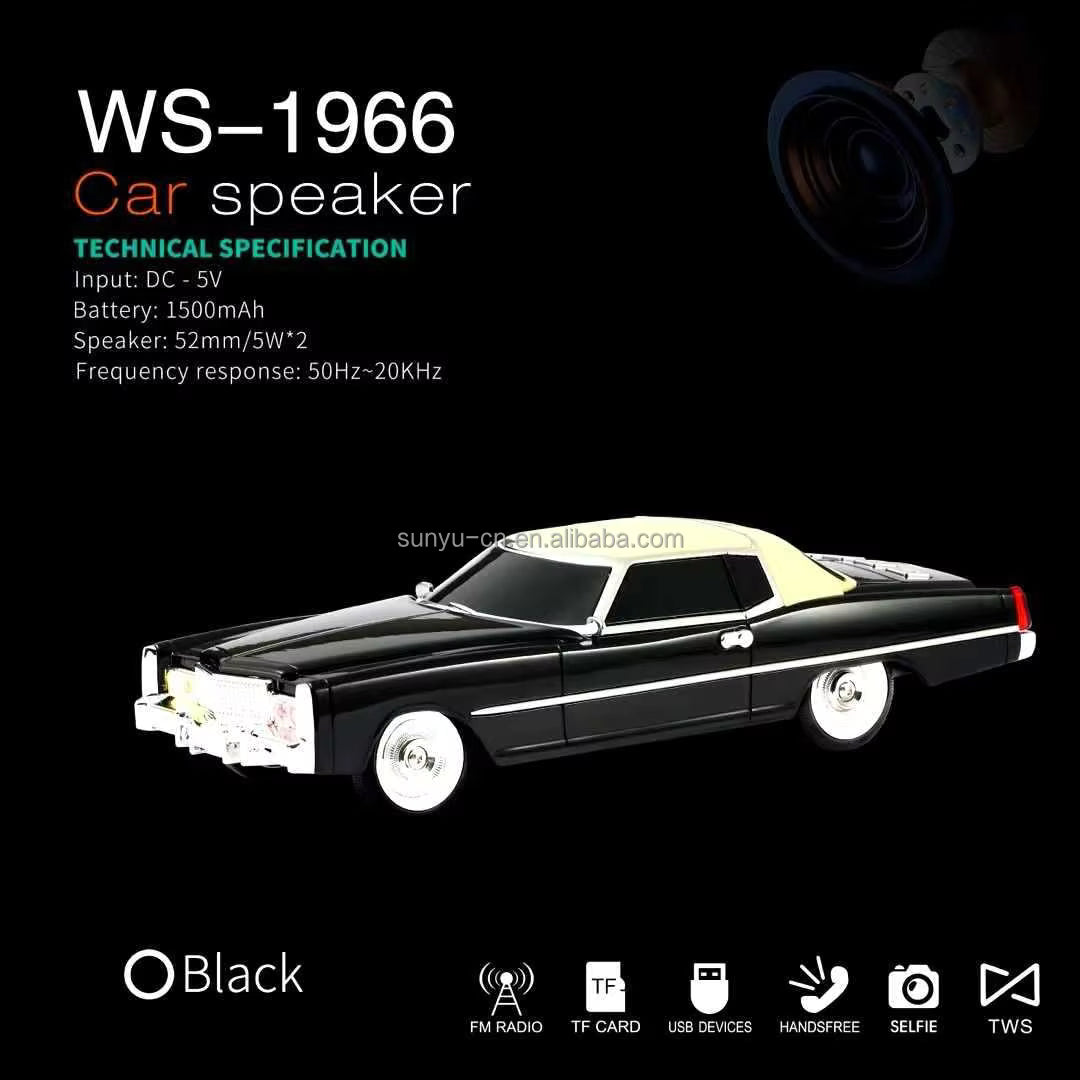 WS-1966 Portable Vintage Car-Shaped Rechargeable Bluetooth Speaker