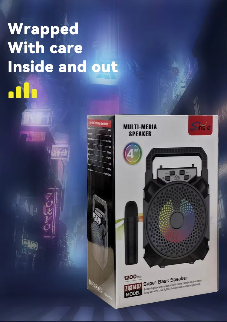 ZQS1487 4-Inch Mini BT/USB Speaker With Wireless Microphone