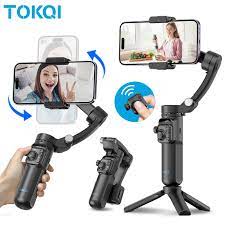 Tokqi M02 Handheld Gimbal Zoom Function Folding Cellphone Stabilizer for Phone with Ai Tracking Camera and Magnetic Fill Light