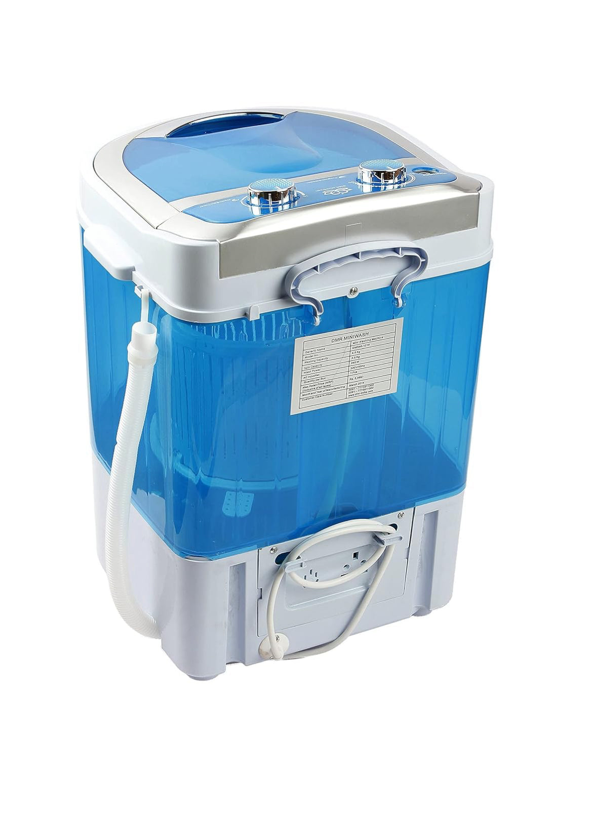 Portable 3 kg 2 Star Single Tub Top Load Mini Washing Machine with 1.5 kg Dryer Basket (Blue)