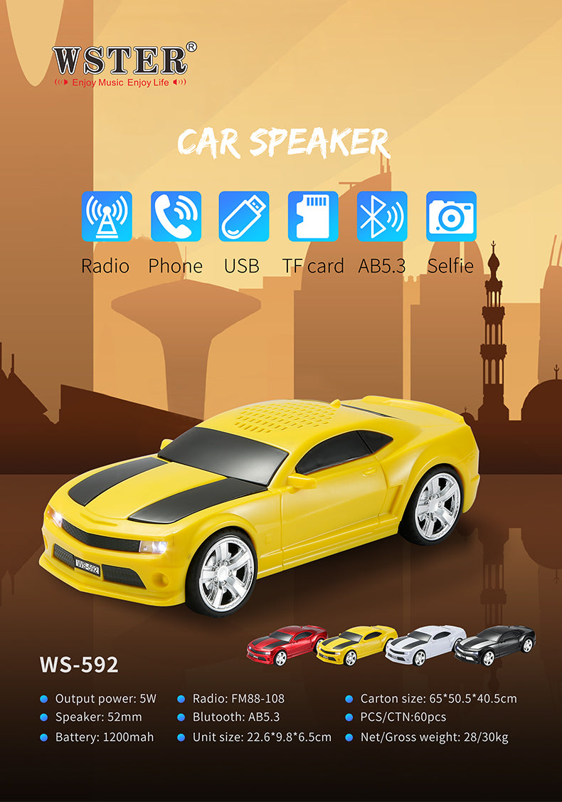 WS-592 Portable Car-Shaped Rechargeable Bluetooth Speaker