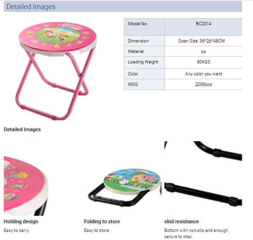 HOMIES INTERNATIONAL, Cartoon Printed, Foldable Kids/Children Folding Stool Chair for Playrooms, Schools, Daycares and Home. Metal and Fibre Body (Color: Multicolor Baby Girl Print Will be Sent)