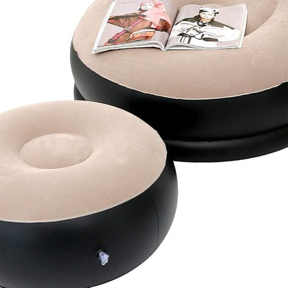 Inflatable Sofa Chair with Footstool, 2-in-1 Outdoor Lounge Bed Set