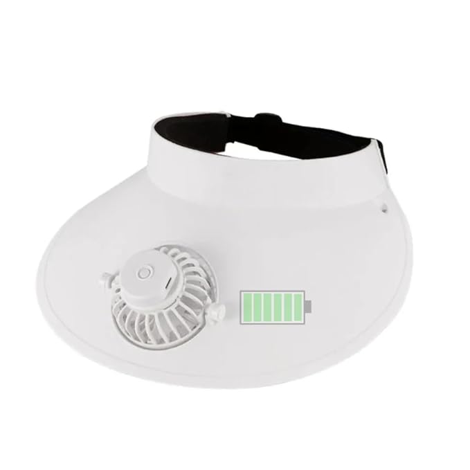 Products USB Rechargeable Cap with Fan Adjustable 3 Gear Wind Speed (White)