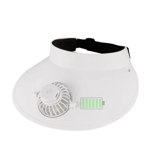 Products USB Rechargeable Cap with Fan Adjustable 3 Gear Wind Speed (White)