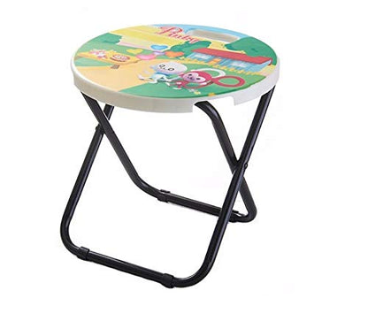 HOMIES INTERNATIONAL, Cartoon Printed, Foldable Kids/Children Folding Stool Chair for Playrooms, Schools, Daycares and Home. Metal and Fibre Body (Color: Multicolor Baby Girl Print Will be Sent)