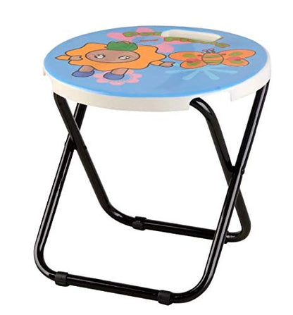 HOMIES INTERNATIONAL, Cartoon Printed, Foldable Kids/Children Folding Stool Chair for Playrooms, Schools, Daycares and Home. Metal and Fibre Body (Color: Multicolor Baby Girl Print Will be Sent)