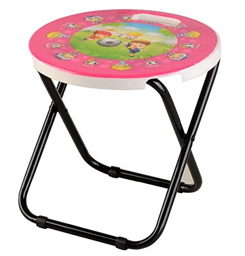 HOMIES INTERNATIONAL, Cartoon Printed, Foldable Kids/Children Folding Stool Chair for Playrooms, Schools, Daycares and Home. Metal and Fibre Body (Color: Multicolor Baby Girl Print Will be Sent)