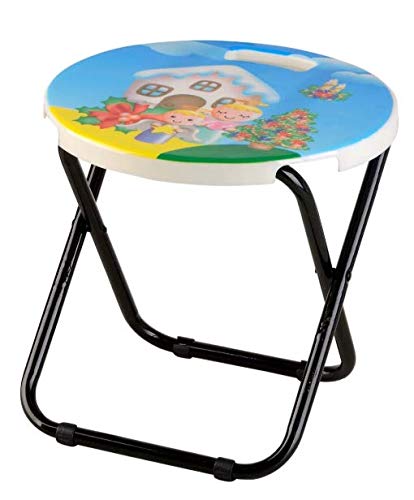 HOMIES INTERNATIONAL, Cartoon Printed, Foldable Kids/Children Folding Stool Chair for Playrooms, Schools, Daycares and Home. Metal and Fibre Body (Color: Multicolor Baby Girl Print Will be Sent)
