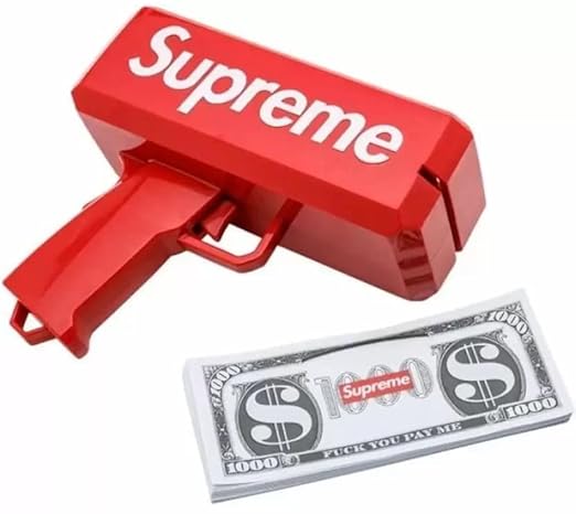 Toysgenix Supreme Money Gun Cash .Cannon for Wedding, Parties and Fun – Includes 100 Fake Dollars Money Gun