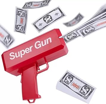 Toysgenix Supreme Money Gun Cash .Cannon for Wedding, Parties and Fun – Includes 100 Fake Dollars Money Gun