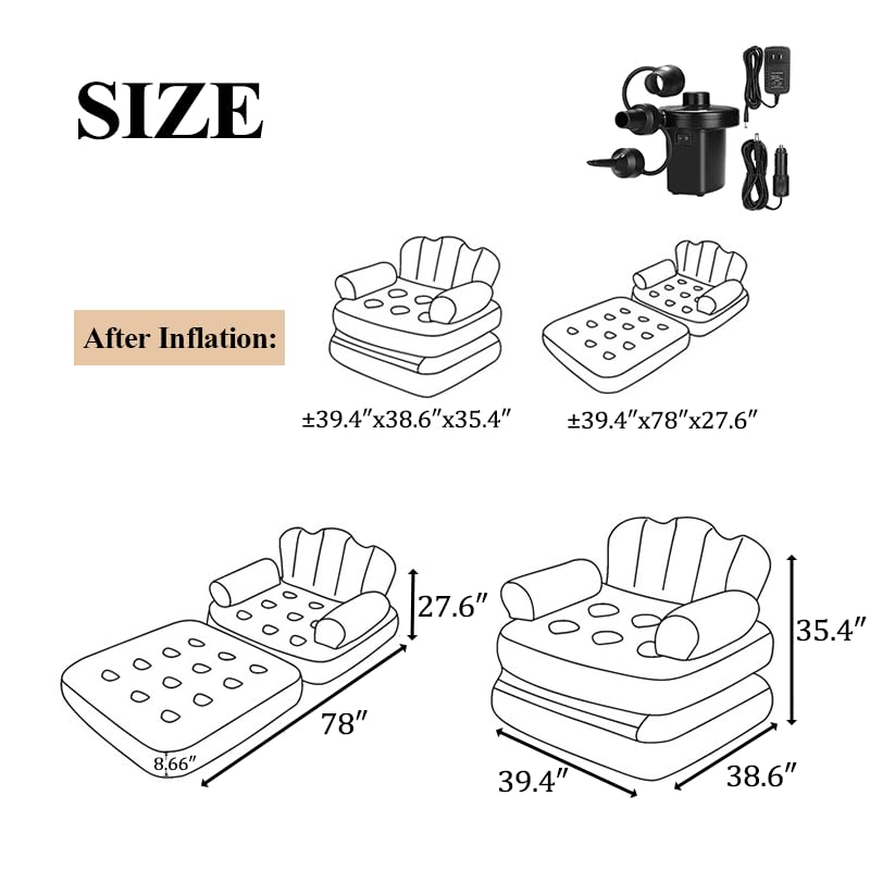 Multifunctional Five in One Inflatable Bed Convenient Foldable Lounge Chair sofa