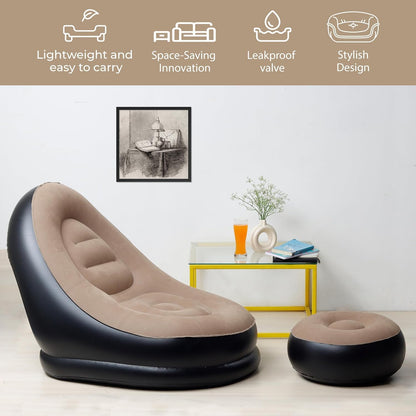Inflatable Lounge Chair with Household Air Pump, Comfortable Air Sofa for Indoor/Outdoor Use