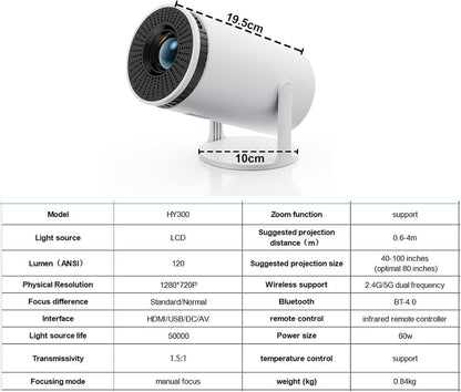 HY300 Portable Mini Smart LED Projector