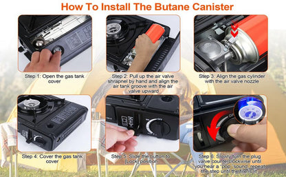 Aluminium Dual Fuel Portable Gas Stove for Propane & Butane, Camping Stove with Single Burner
