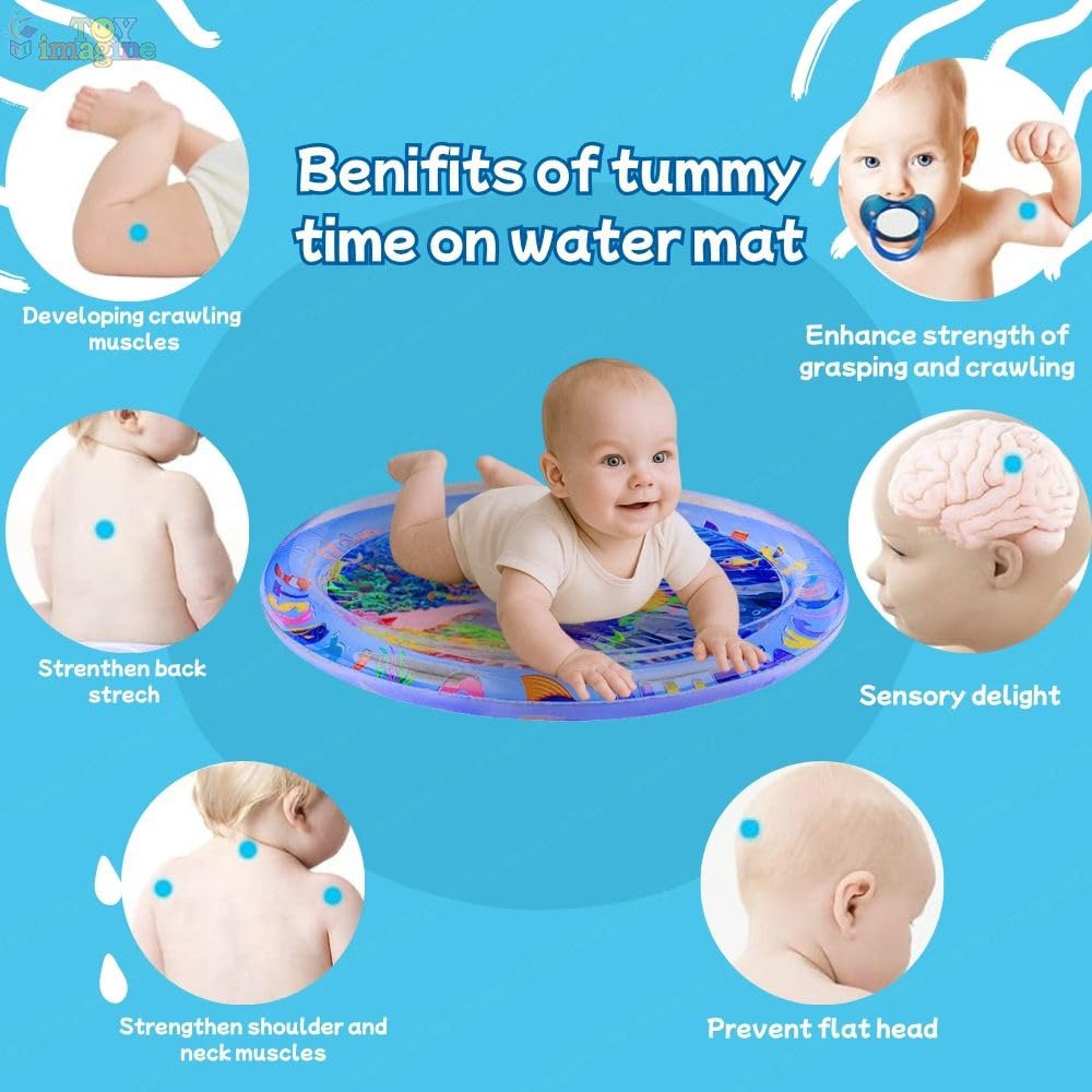 Toy Imagine Tummy Time Water Mat for Babies | Sensory Play Gym for 6-12 Months | Newborn Baby Essentials | Water-Filled Activity Mat | Baby Gifts | Pack of 1 (Round)