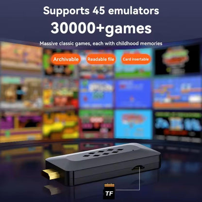 M33 2.4G Wireless Game Stick with 4K 3D TV Output, 45 Emulators, 30,000+ Games, 360° Universal Rocker, 2 Gamepad (Black)