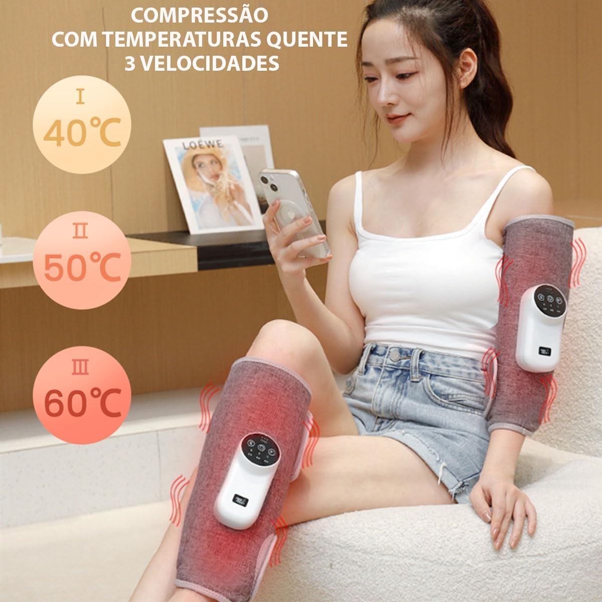 Leg Massager for Circulation and Pain Relief, Calf Air Compression Massager with Heat, Leg Massager with 3 Intensities, 3 Modes, Easy to Use, Muscle Relaxation