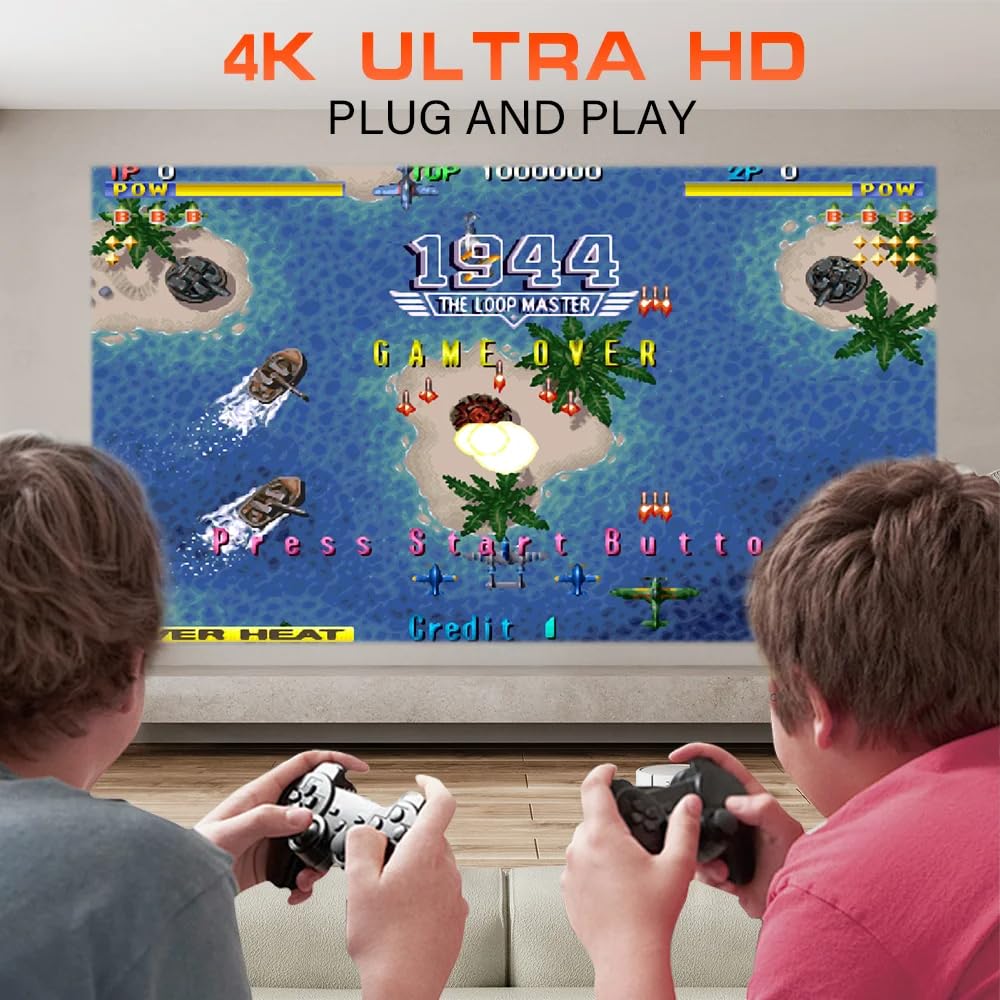 Yugam P30 Max Projector 4K HD 1080P Bluetooth Android 11 Proyector with 2 Wireless Game Controllers Built-in 3000 Games (Game with Controller Projector)