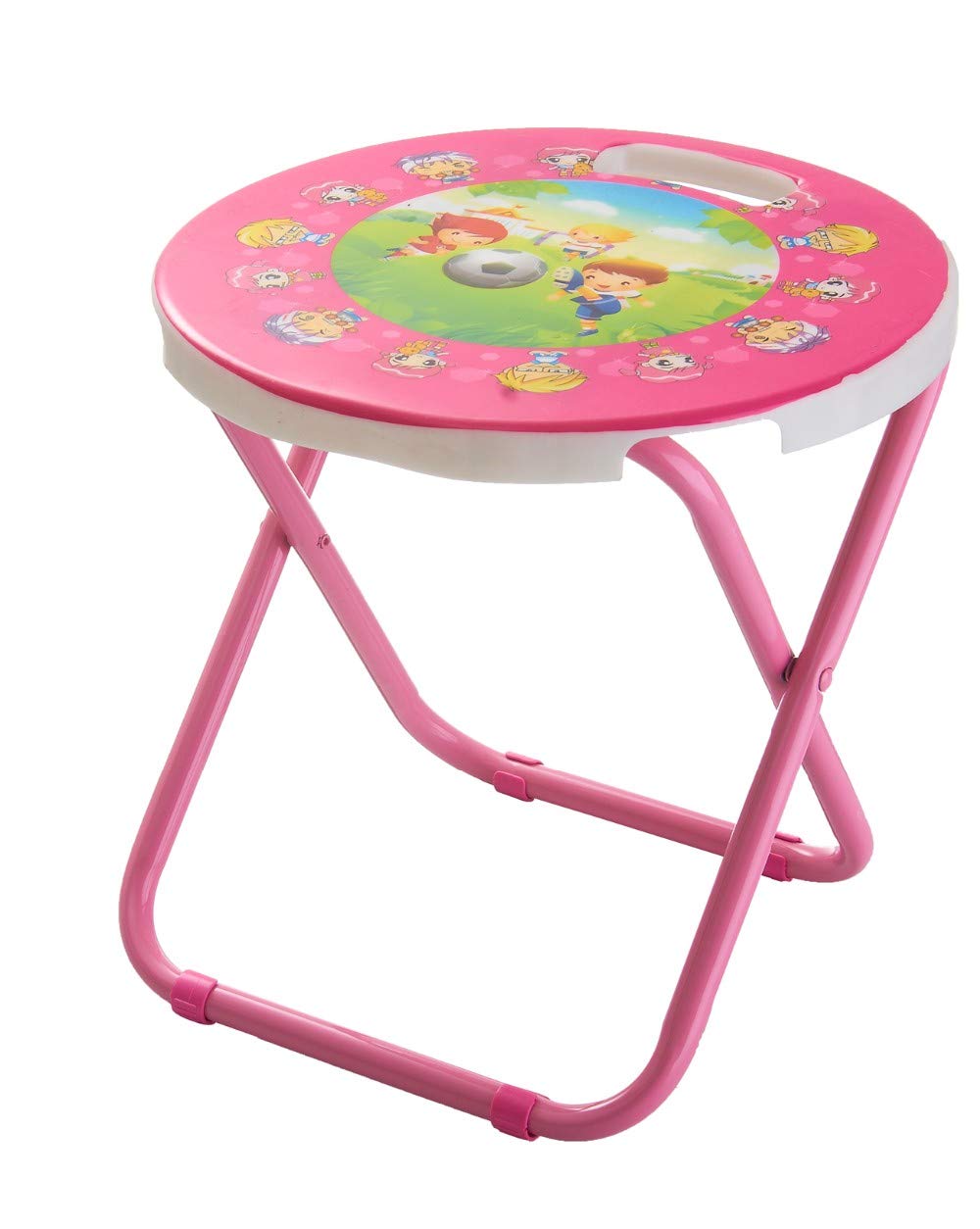 HOMIES INTERNATIONAL, Cartoon Printed, Foldable Kids/Children Folding Stool Chair for Playrooms, Schools, Daycares and Home. Metal and Fibre Body (Color: Multicolor Baby Girl Print Will be Sent)