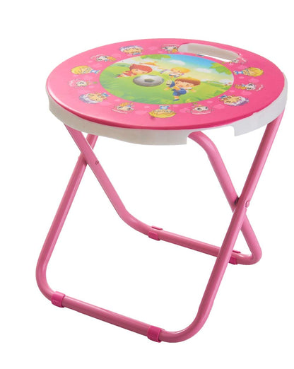 HOMIES INTERNATIONAL, Cartoon Printed, Foldable Kids/Children Folding Stool Chair for Playrooms, Schools, Daycares and Home. Metal and Fibre Body (Color: Multicolor Baby Girl Print Will be Sent)