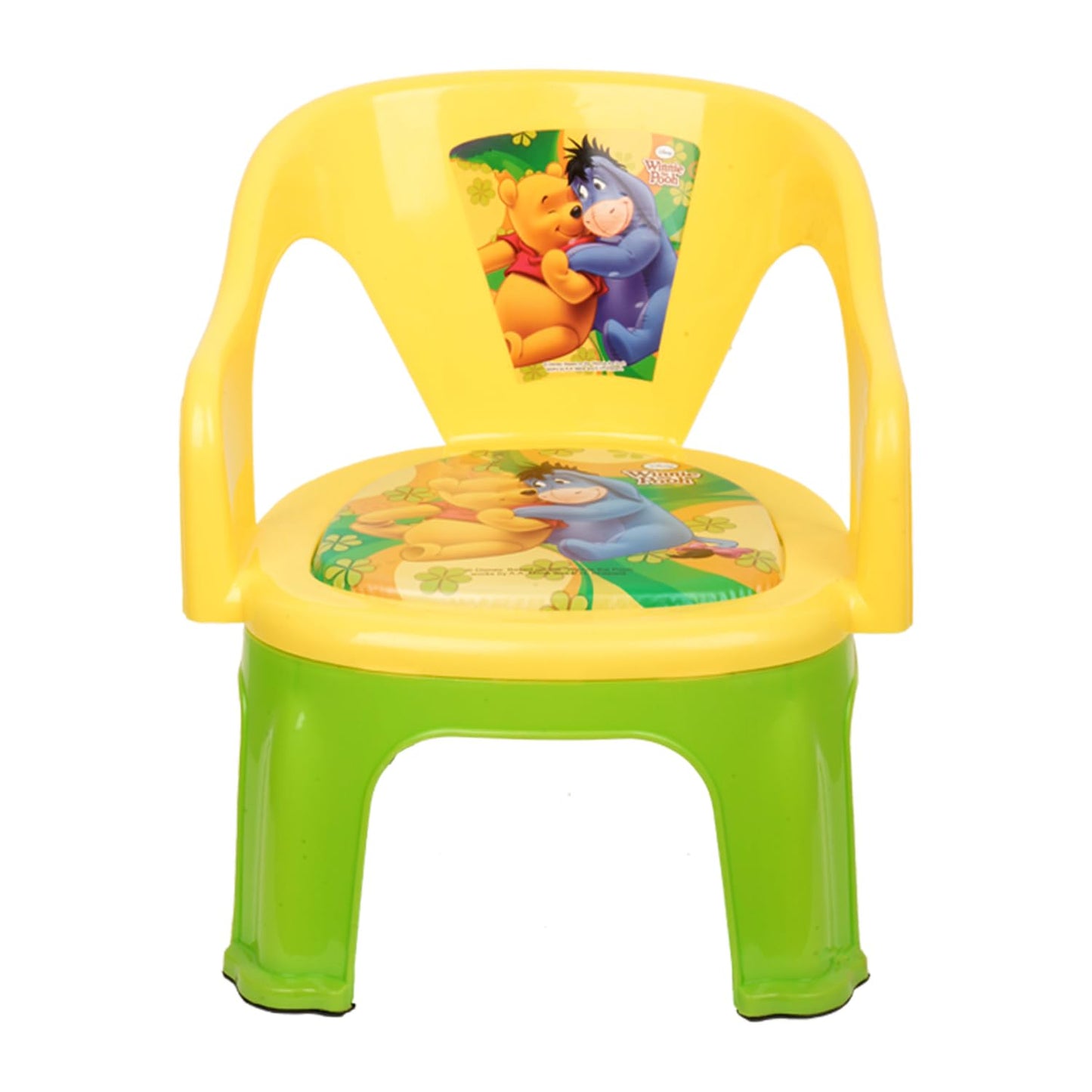 Fun Homes Disney Pooh Kids Chair | Plastic Foldable Kids Chair | Chair for Kidsroom | School Study Stool | Baby Stool | Indoor or Outdoor Stool for Kids | Capacity 30 Kg | Yellow & Green