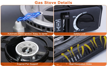 Aluminium Dual Fuel Portable Gas Stove for Propane & Butane, Camping Stove with Single Burner