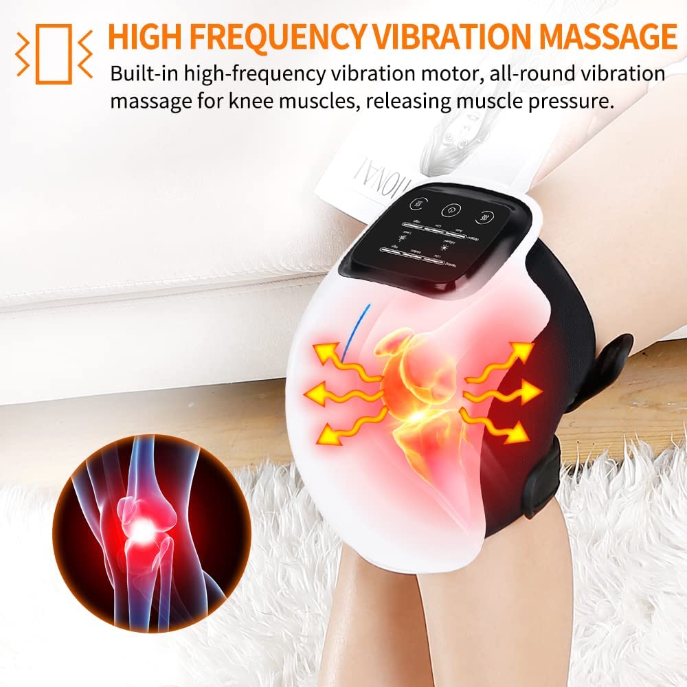 Knee Massager with Heat and Kneading for Pain Relie,Infrared Heated Vibration Physiotherapy for Arthritis Massager，Cramps and Joint Warmer Rechargeable LED Display