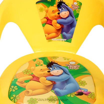 Fun Homes Disney Pooh Kids Chair | Plastic Foldable Kids Chair | Chair for Kidsroom | School Study Stool | Baby Stool | Indoor or Outdoor Stool for Kids | Capacity 30 Kg | Yellow & Green