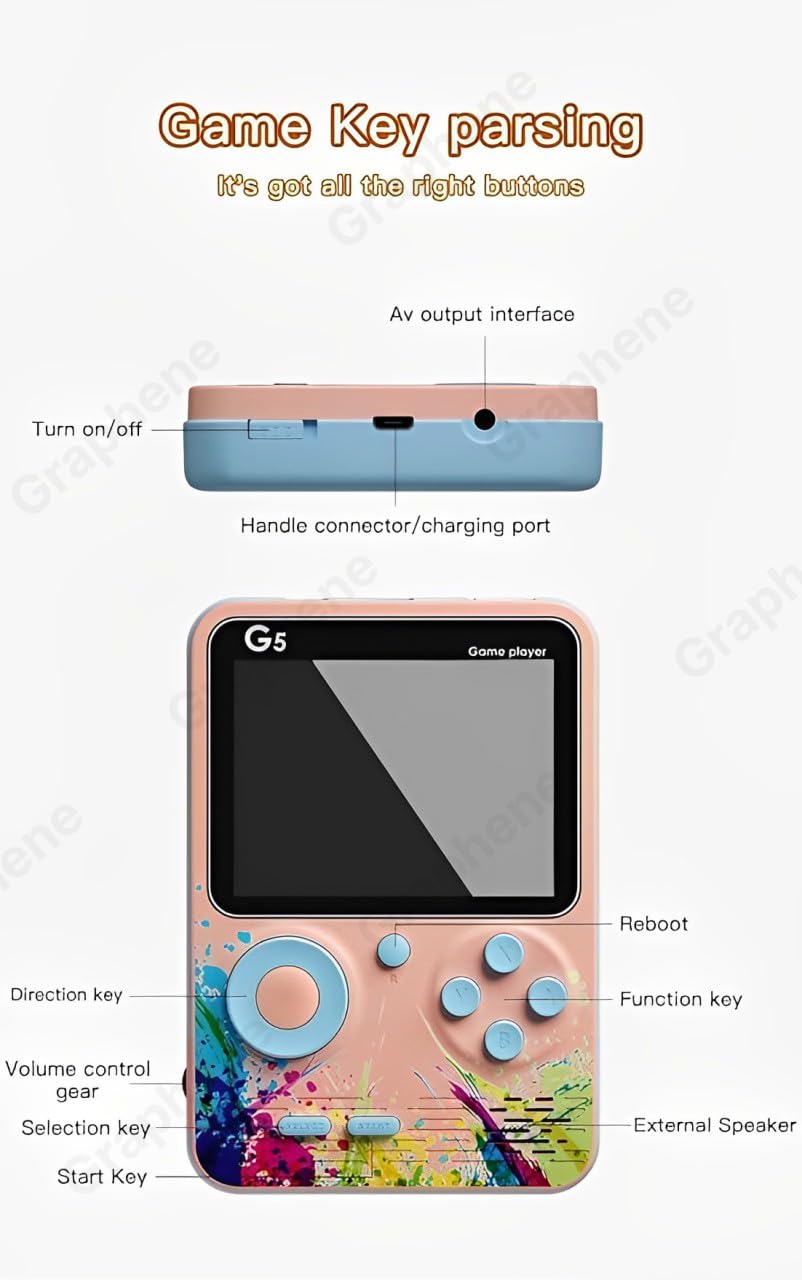 GRAPHENE SUP Handheld Game Console,Classic Retro Video Gaming Player Colorful LCD Screen USB Rechargeable Portable Pocket Video Gamepad 400 in 1 Classic Old.