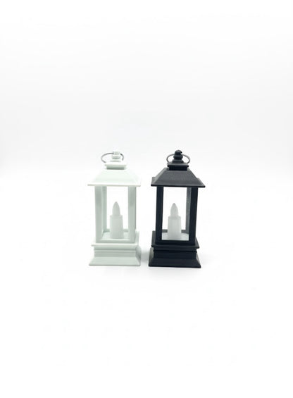 Mini LED Candle Lanterns for Home Décor – Black & White Vintage Lantern Set (PACK OF 24)