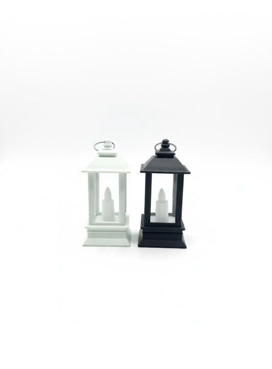 Mini LED Candle Lanterns for Home Décor – Black & White Vintage Lantern Set (PACK OF 24)