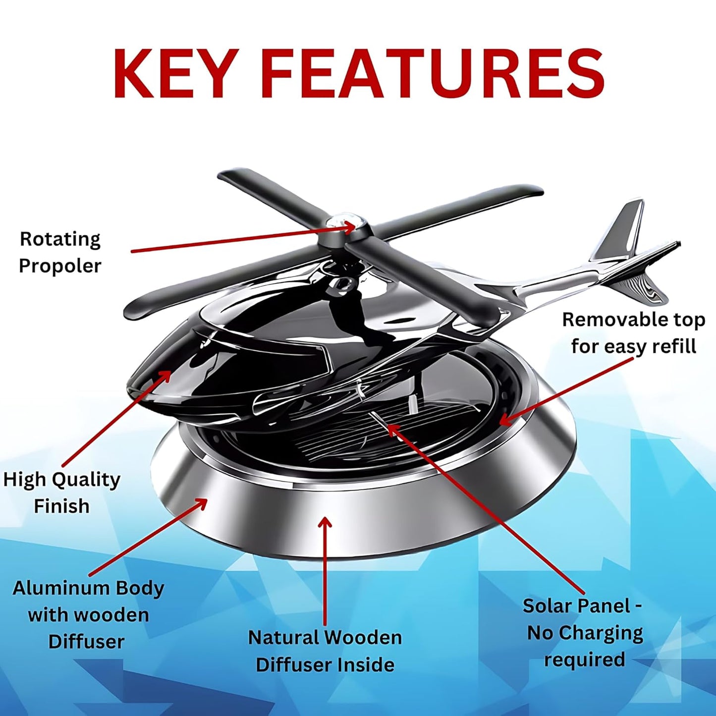 Car Air Fresheners Rotatable Helicopter Car Perfume Airplane New Car Scent Car Freshener Fighter Car Smell Air Freshener Creative Car Smell Air Freshener Automotive Air Fresheners (silver)