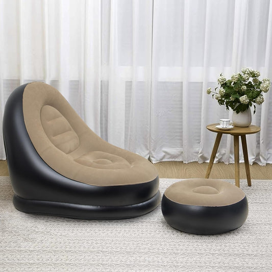 Inflatable Lounge Chair with Household Air Pump, Comfortable Air Sofa for Indoor/Outdoor Use