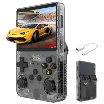 R36S Handheld Game Console, 3.5 Inch IPS Retro Video Game Console Built-in 10,000+ Classic Video Games 32GB+64GB TF(Black)
