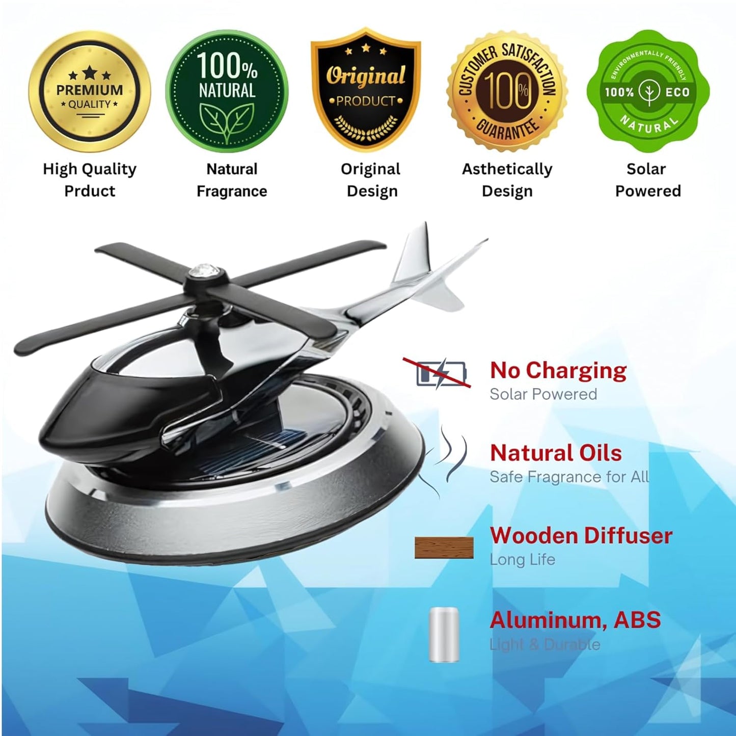 Car Air Fresheners Rotatable Helicopter Car Perfume Airplane New Car Scent Car Freshener Fighter Car Smell Air Freshener Creative Car Smell Air Freshener Automotive Air Fresheners (silver)