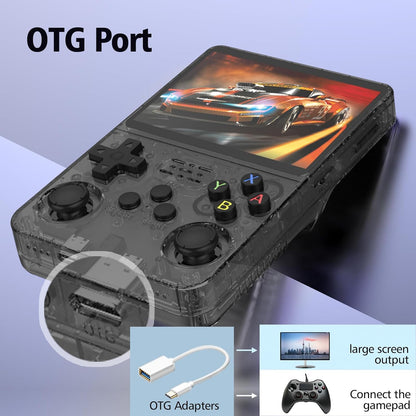 R36S Handheld Game Console, 3.5 Inch IPS Retro Video Game Console Built-in 10,000+ Classic Video Games 32GB+64GB TF(Black)